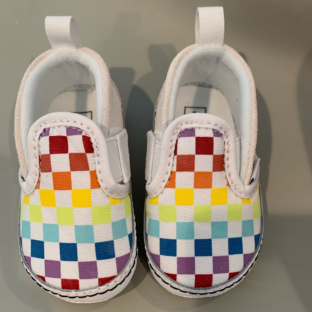 Vans Slip-On V Crib Shoe - Checkerboard/Rainbow